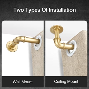 OLV Gold Industrial Curtain Rods for Elegant Window Treatment