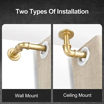 OLV Gold Industrial Curtain Rods for Elegant Window Treatment