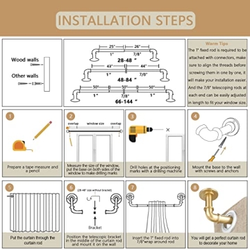 OLV Gold Industrial Curtain Rods for Elegant Window Treatment