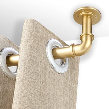 OLV Gold Industrial Curtain Rods for Elegant Window Treatment