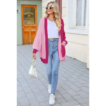 Women’s Colorblock Cardigan - Cozy Open Front Oversized Style