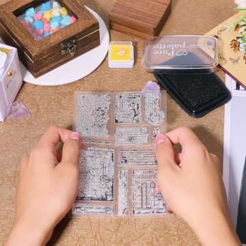 GLOBLELAND Vintage Handwriting Clear Stamps for DIY Scrapbooking Decor Vintage Daisy Dragonfly Greet...