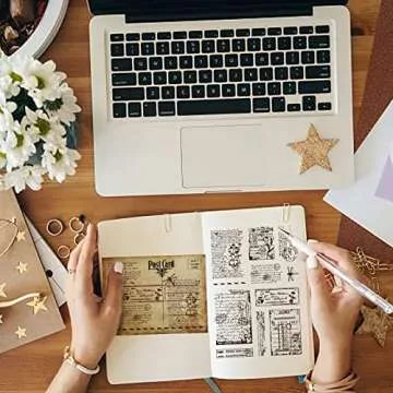 GLOBLELAND Vintage Handwriting Clear Stamps for DIY Scrapbooking Decor Vintage Daisy Dragonfly Greetings Gifts Clear Stamp Transparent Silicone Stamps for Making Cards Photo Album Decor