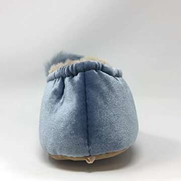 ooohyeah Women’s Fuzzy Pom Pom ballerina slippers, Plush Comfort Soft Slippers, Blue Pom pom