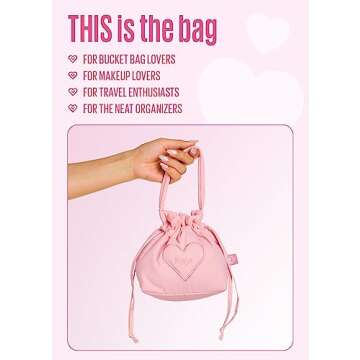 Kaja Makeup Bag Lucky Bag Pouch | Multifunctional Makeup Bucket Bag for Women and Girls, Great Gifts Idea (Baby Pink)