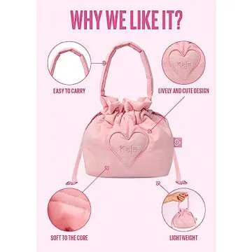 Kaja Makeup Bag Lucky Bag Pouch | Multifunctional Makeup Bucket Bag for Women and Girls, Great Gifts Idea (Baby Pink)