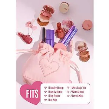 Kaja Makeup Bag Lucky Bag Pouch | Multifunctional Makeup Bucket Bag for Women and Girls, Great Gifts Idea (Baby Pink)