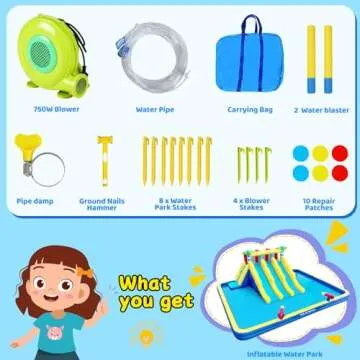 ELEMARA 20.66x16.4FT Inflatable Water Slide for Big Kids, Water Park for Kids Backyard with Large Double-Layer Pool,3 Extra-Long Slides,Climbing Wall, 2 Water Cannons, Water Spraying, 750W Air Blower