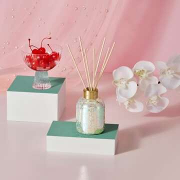 Capri Blue Reed Diffuser - Reed Diffuser Set Includes Scented Oil, Sticks, and Mercury Iridescent Glass Bottle - Home Decor Room Fresheners - Volcano (5.7 fl oz)