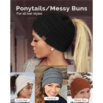 Hat Hut Satin Lined Beanie Hat for Women Silk Lined Winter Hat for Curly Hair Ponytail Beanie Messy Bun Knit Skull Cap (Dark Orange)