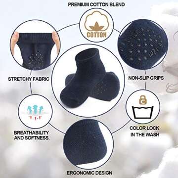 JAKIDAR Baby Toddler Socks Non-Slip 12 Pairs for Kids