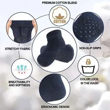 JAKIDAR Baby Toddler Socks Non-Slip 12 Pairs for Kids