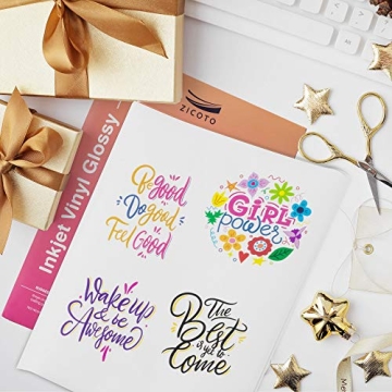 ZICOTO Premium Vinyl Sticker Paper - Waterproof & Glossy 15 Sheets