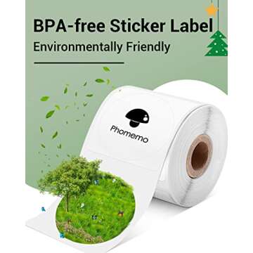 Phomemo Multi-Purpose Self-Adhesive Round Circle Label for Phomemo M110/M110S/M120/M200/M220 Label Maker, 1.96" x 1.96"（50x50 mm） Thermal Label for Barcode Label, DIY Logo Design, Black on White