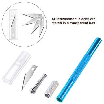 Gejoy Hobby Knife Craft Knife with Stainless Steel Blades, Precision Cutter Utility Kit for Cutting and Trimming, Art Carving, Multicolored (12 Pieces Hobby Knife and 60 Pieces Blades)