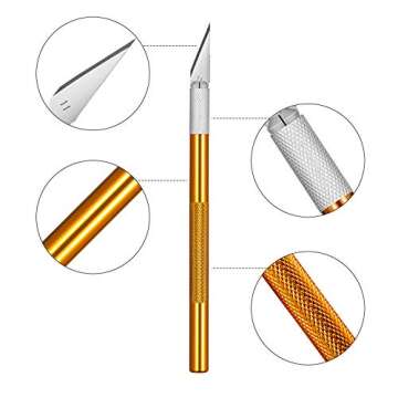 Gejoy Hobby Knife Craft Knife with Stainless Steel Blades, Precision Cutter Utility Kit for Cutting and Trimming, Art Carving, Multicolored (12 Pieces Hobby Knife and 60 Pieces Blades)