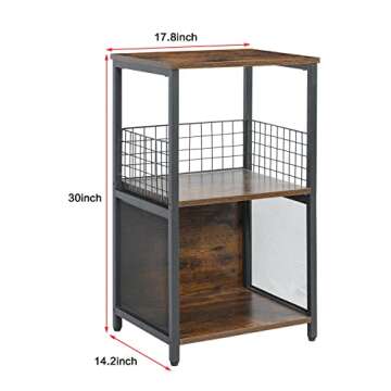 Honkazita Record Player Stand, 2-Tier, Black (Powder Coated), Storage Shelf for Vinyl Records, Albums, CDs, Living Room, Bedroom, 19.4 pounds, 14D x 18W x 30H in