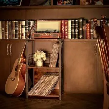 Honkazita Record Player Stand, 2-Tier, Black (Powder Coated), Storage Shelf for Vinyl Records, Albums, CDs, Living Room, Bedroom, 19.4 pounds, 14D x 18W x 30H in