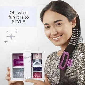Scunci by Conair Gift Set, Gift Box Under $20, Includes 6 Claw Clips in Pastel Glam Colors
