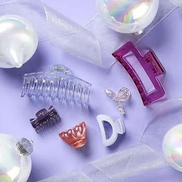 Scunci by Conair Gift Set, Gift Box Under $20, Includes 6 Claw Clips in Pastel Glam Colors