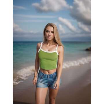 Spaghetti Strap Tank Tops for Women Sexy Sleeveless Crop Tops Going Out Tops Camisole Green