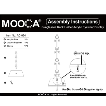 MOOCA Acrylic Eyeglasses Display Stand Holds 4 Frames