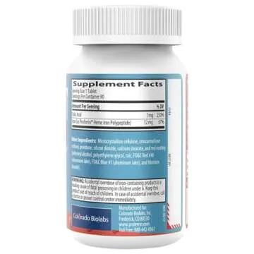 Proferrin Forte-12mg of high Absorbing Heme Iron Polypeptide. Easy on The Gut. 90 Tablets. 1mg of Folic Acid to aid in red Blood Cell Production. Not affected by Coffee, Calcium, or PPI's.