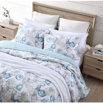 Tommy Bahama - King Quilt Set, Reversible Cotton Bedding with Matching Shams, All Season Home Decor (Freeport Blue, King)