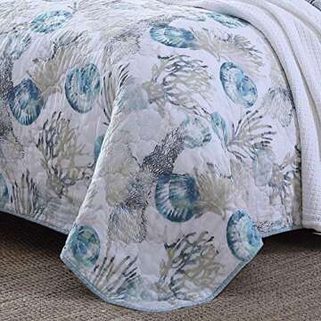 Tommy Bahama - King Quilt Set, Reversible Cotton Bedding with Matching Shams, All Season Home Decor (Freeport Blue, King)