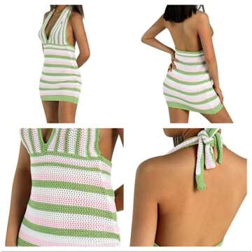 LXXIASHI V-Neck Crochet Dress for Trendy Summer Style