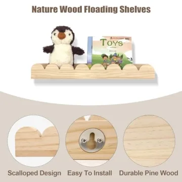 Cute Scalloped Floating Book Shelves for Kids - Set of 4