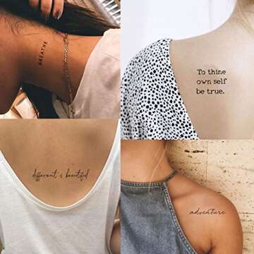 Everjoy Realistic Temporary Tattoos - 20 Individual Line Pieces for Inspiration and Self-Care