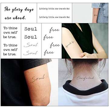 Everjoy Realistic Temporary Tattoos - 20 Motivational Stickers