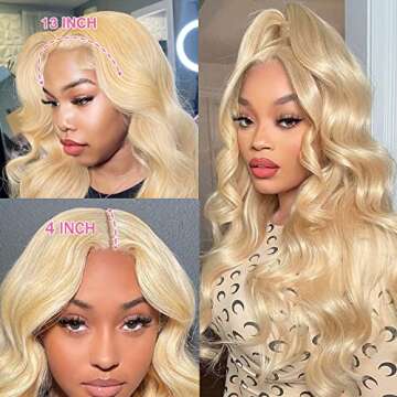 SUROL Blonde Lace Front Wigs Human Hair 13x4 Body Wave 613 Lace Front Wig Human Hair HD Transparent Lace Front Wig Pre Plucked with Baby Hair Bleached Knots 150% Density Wigs for Women Brazilian Virgin hair 18 inch