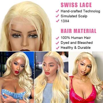 SUROL Blonde Lace Front Wigs Human Hair 13x4 Body Wave 613 Lace Front Wig Human Hair HD Transparent Lace Front Wig Pre Plucked with Baby Hair Bleached Knots 150% Density Wigs for Women Brazilian Virgin hair 18 inch