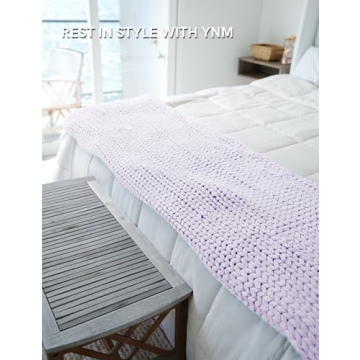 YnM Chunky Throw Blanket - Soft, Hand Knitted Comfort
