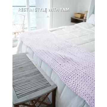 YnM Chunky Throw Blanket - Soft, Hand Knitted Comfort