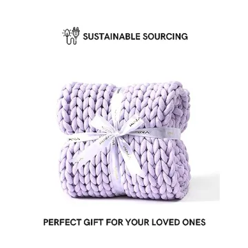 YnM Chunky Throw Blanket - Soft, Hand Knitted Comfort