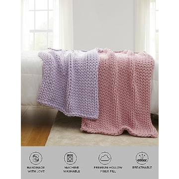 YnM Chunky Throw Blanket - Soft, Hand Knitted Comfort