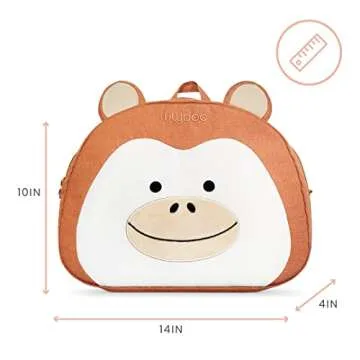 Lulyboo Toddler Car Seat Tray and Backpack - Tray Table Cover - Airplane Travel Tray with Firm Writing Surface - Kids Travel Tray Built-in Cup Holder and 8 Storage Pockets with Kids Lap Desk, Monkey