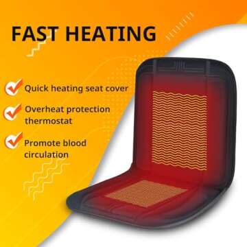 CARSHION Heated Seat Cover 22“ Wide with Fast Heat Large Size Warmer for Winter to Promote Blood C...