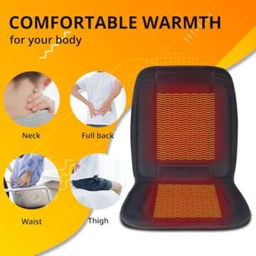CARSHION Heated Seat Cover 22“ Wide with Fast Heat Large Size Warmer for Winter to Promote Blood Circulation Relieve Fatigue