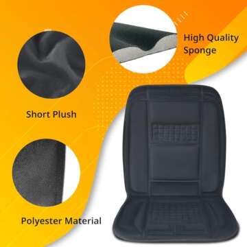 CARSHION Heated Seat Cover 22“ Wide with Fast Heat Large Size Warmer for Winter to Promote Blood Circulation Relieve Fatigue
