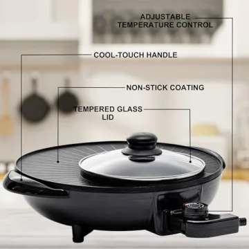 OVENTE 2-in-1 Electric Hot Pot and Grill Combo