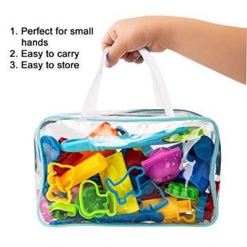 Vaike kauss Dough Tools for Kids, 46Pcs Dough Tools Kit Include Assorted Colors Dough Accessory Molds Rollers Cutters Scissors and Storage Bag for Playing