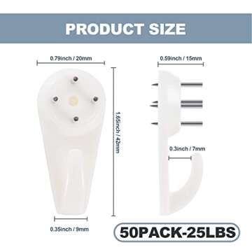 COVITKAN 50 PCS Picture Hangers Hanging Kit - Heavy Duty Hooks Without Drilling