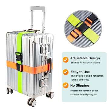 Collwait Luggage Straps for Suitcases TSA Approved, Travel Belt Suitcase Belt, Suitcase Straps TSA A...