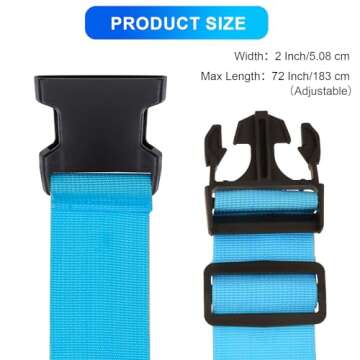 Collwait Luggage Straps for Suitcases TSA Approved, Travel Belt Suitcase Belt, Suitcase Straps TSA Approved, Luggage Belt Strap TSA Approved, Travel Straps for Luggage, Luggage Band Bag Straps 4 Pack