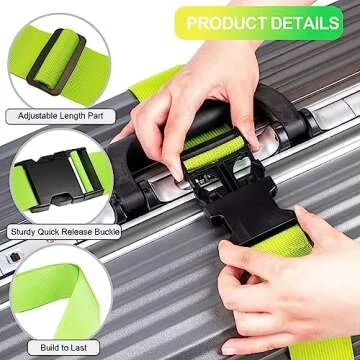 Collwait Luggage Straps for Suitcases TSA Approved, Travel Belt Suitcase Belt, Suitcase Straps TSA Approved, Luggage Belt Strap TSA Approved, Travel Straps for Luggage, Luggage Band Bag Straps 4 Pack