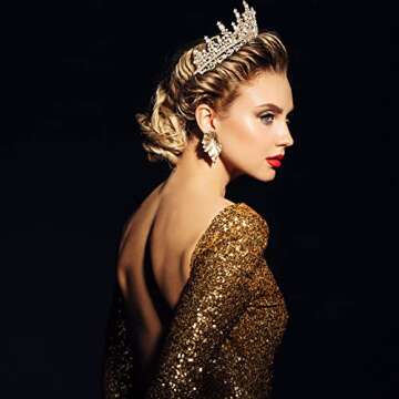TOBATOBA Gold Crown for Women Gold Tiara Birthday Queen Crown Wedding Tiara for Women Crystal Tiaras and Crowns Royal Princess Quinceanera Headpieces for Prom Pageant Bride Halloween Cosplay